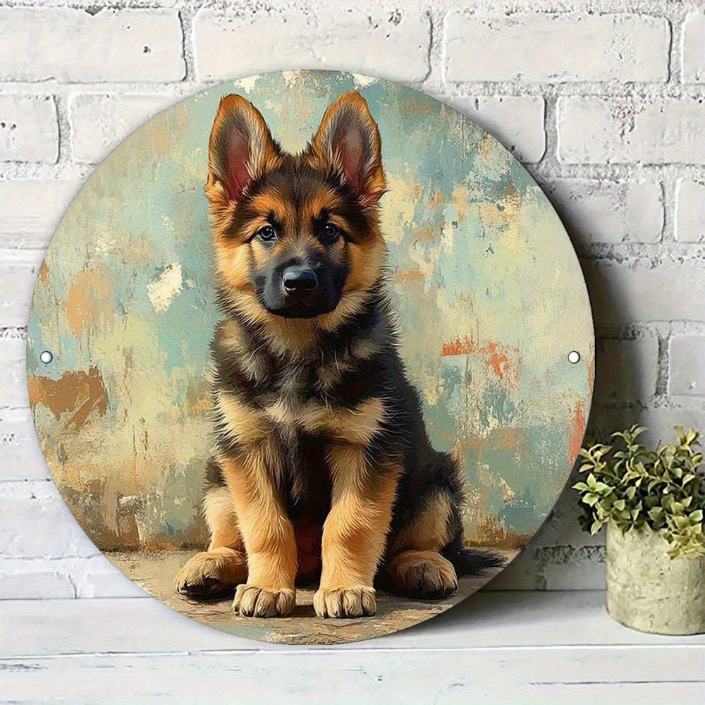 Cute German Shepherd Puppy Light Shadow Foil Art