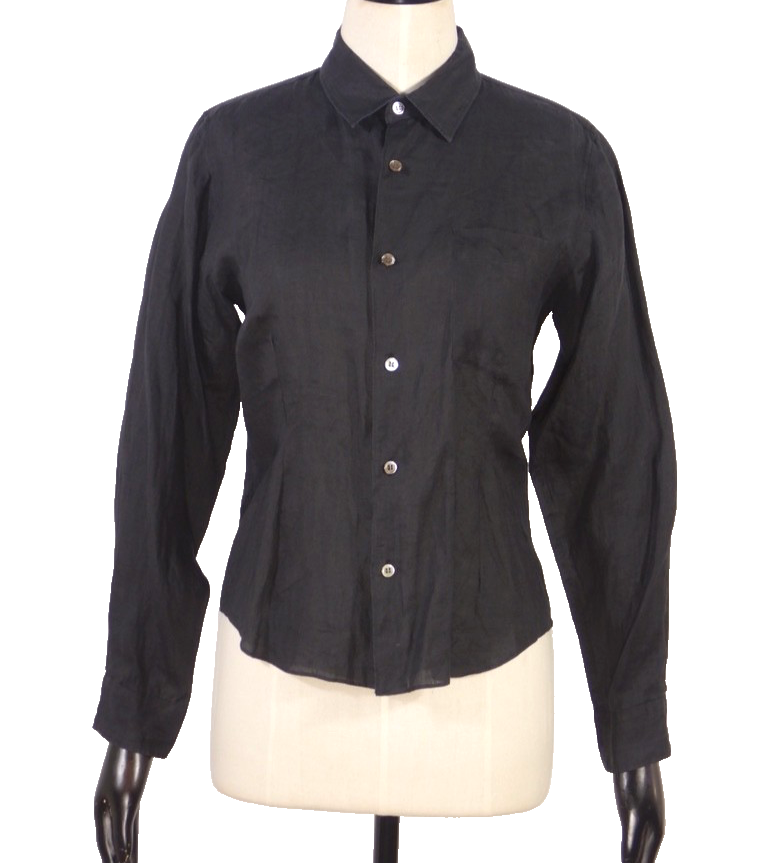 Vintage 80s Comme Des Garcons Black Ramie Shirt Blouse Size Medium