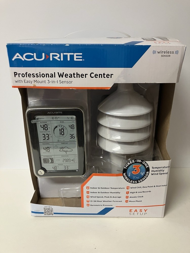 AcuRite Professional Weather Center Wireless With Easy Mount 3-in-1 Sensor