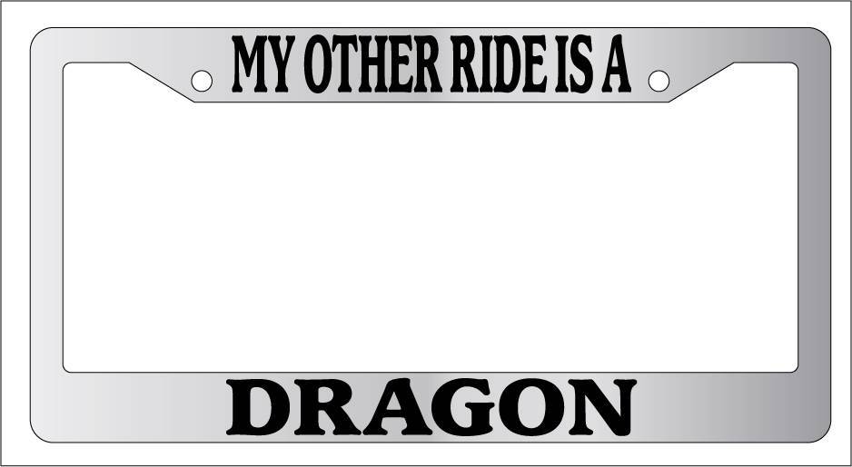 Dragon-Themed Chrome License Plate Frame for Cars and Vehicles  