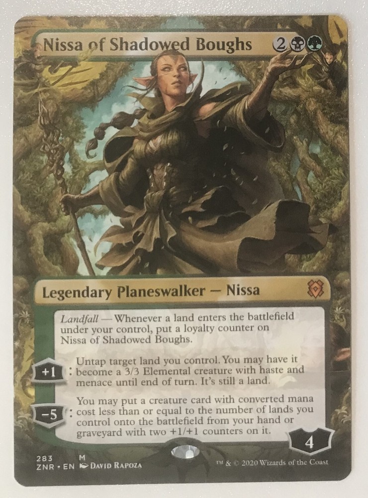 *borderless NISSA OF SHADOWED BOUGHS Zendikar Rising MTG Magic NM Mythic