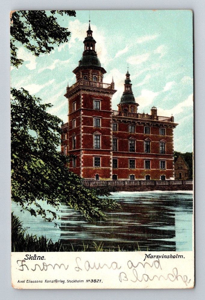 Sweden- Skane Marsvinsholm Castle Souvenir Postal Old Card PC Vintage Postcard
