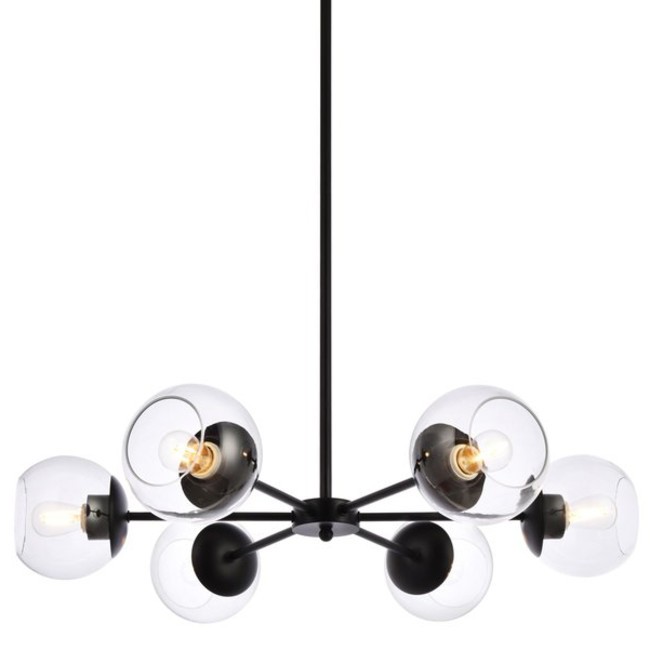 Elegant Black Briggs 6-Light 30 Inch Wide Chandelier LD644D30