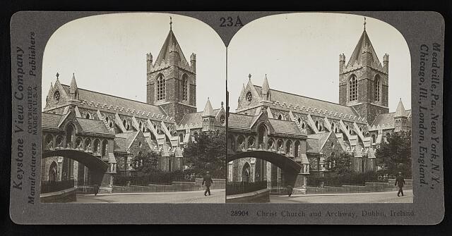 Photo:Dublin Ireland Christ Church Cathedral Archway 1900s Stereo View