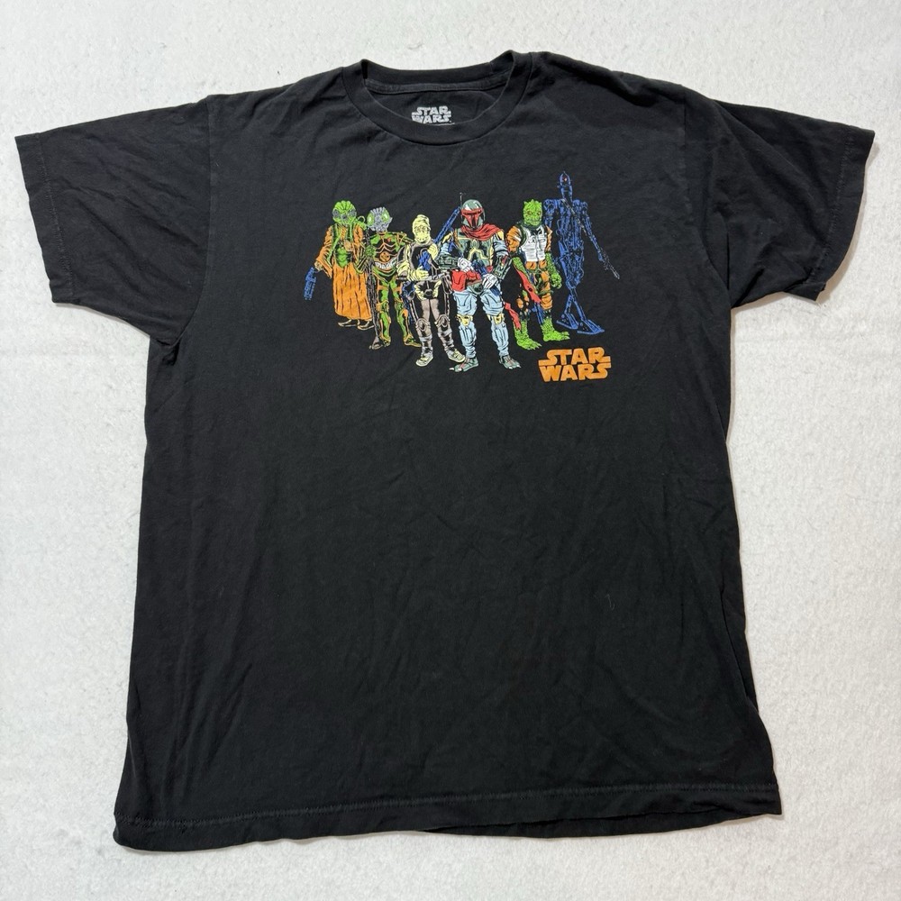Star Wars T-Shirt Size M Black Bounty Hunter Boba Fett Cotton Movie Short Sleeve