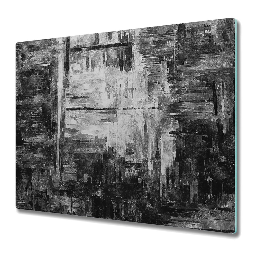Glass Induction Ceramic Hob Cover Black & White Abstract Watercolour 60x52