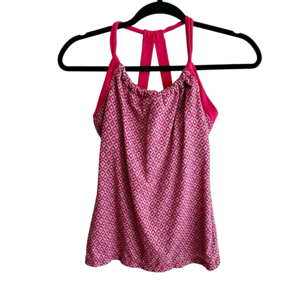 Prana Quinn Performance Double Racerback Shelf Bra Yoga Active Tank Top Pink Sm