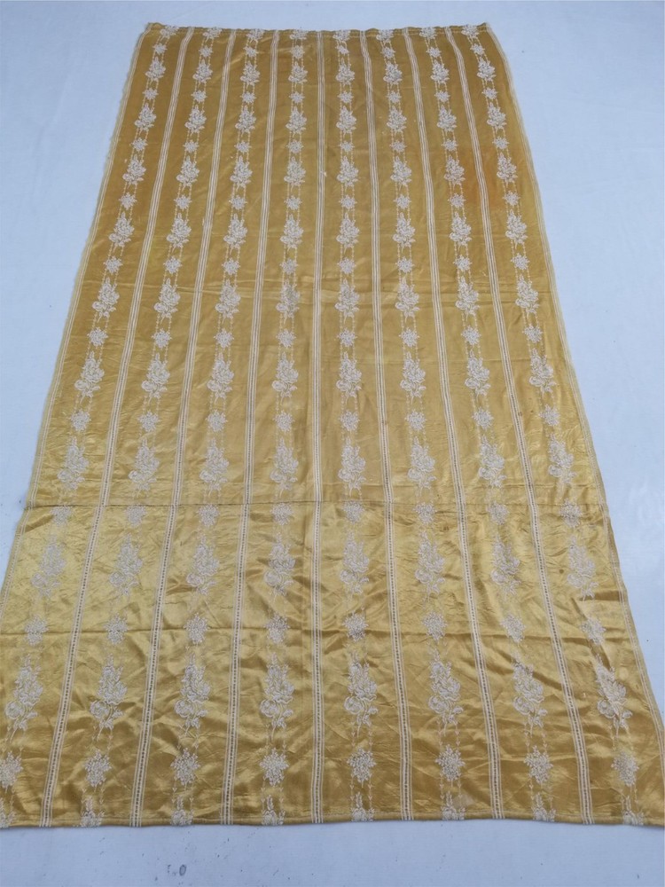 Vintage Traditional Silk Brocade Floral Striped Curtain Panel 230x119cm