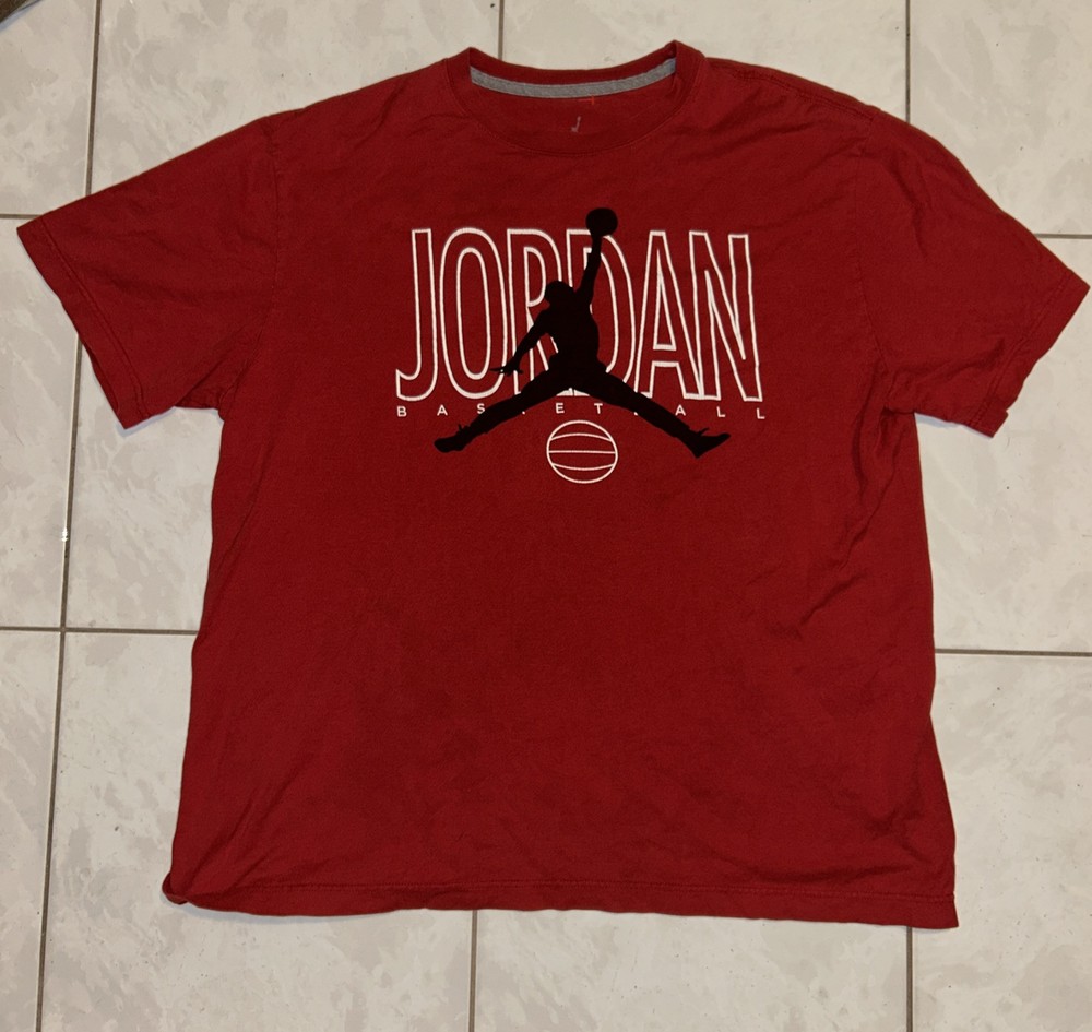 80s Michael Jordan Chicago Bulls Red  T Shirt Nike Air Size Large Basketball VTG