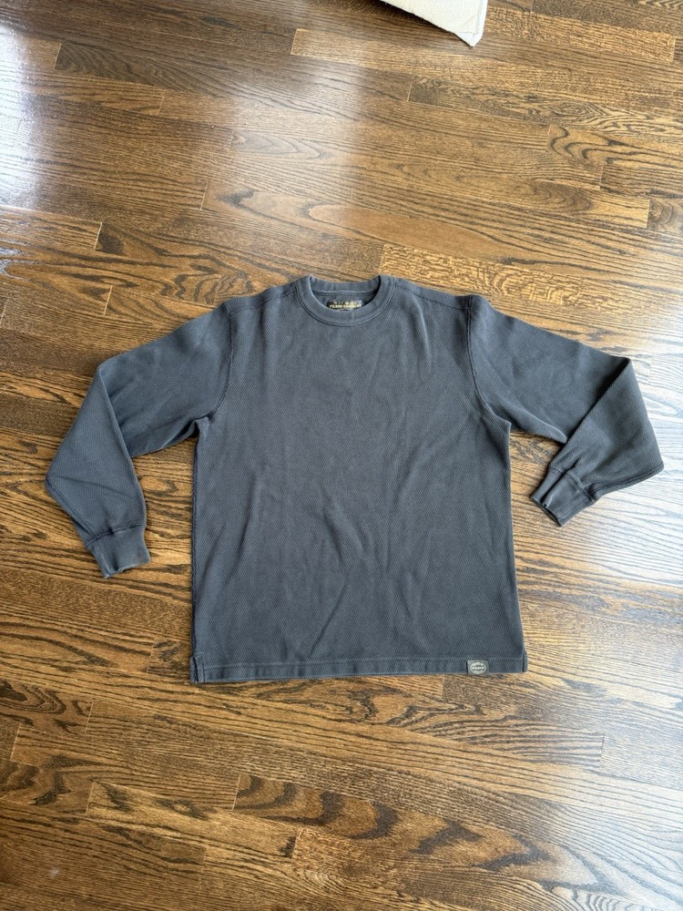 Filson Waffle Knit Thermal Crewneck Shirt Black Long Sleeve Men’s M Medium