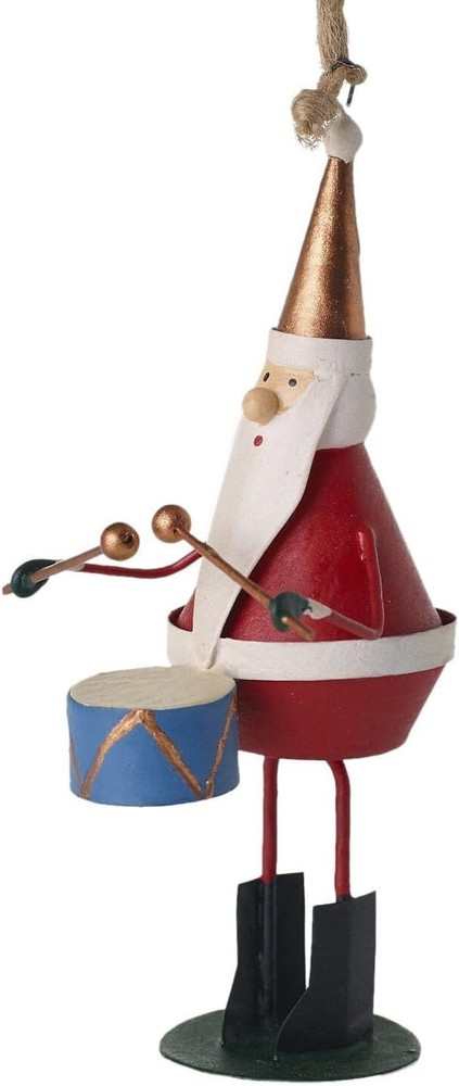 New Accent Decor Metal Santa Claus w/Drum Christmas Tree Hanging Ornament-image