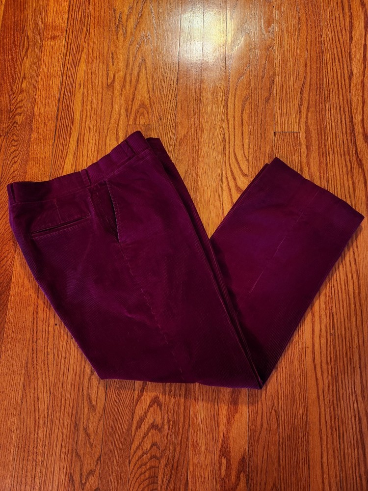 Brooks Brothers Straight Leg Maroon Corduroy Pants 34x29 Excellent Condition