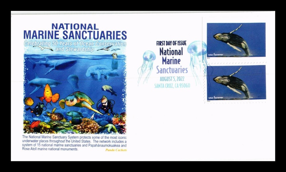 Dr Jim Stamps Us Cover National Marine Sanctuaries Imperforate Fdc Combo