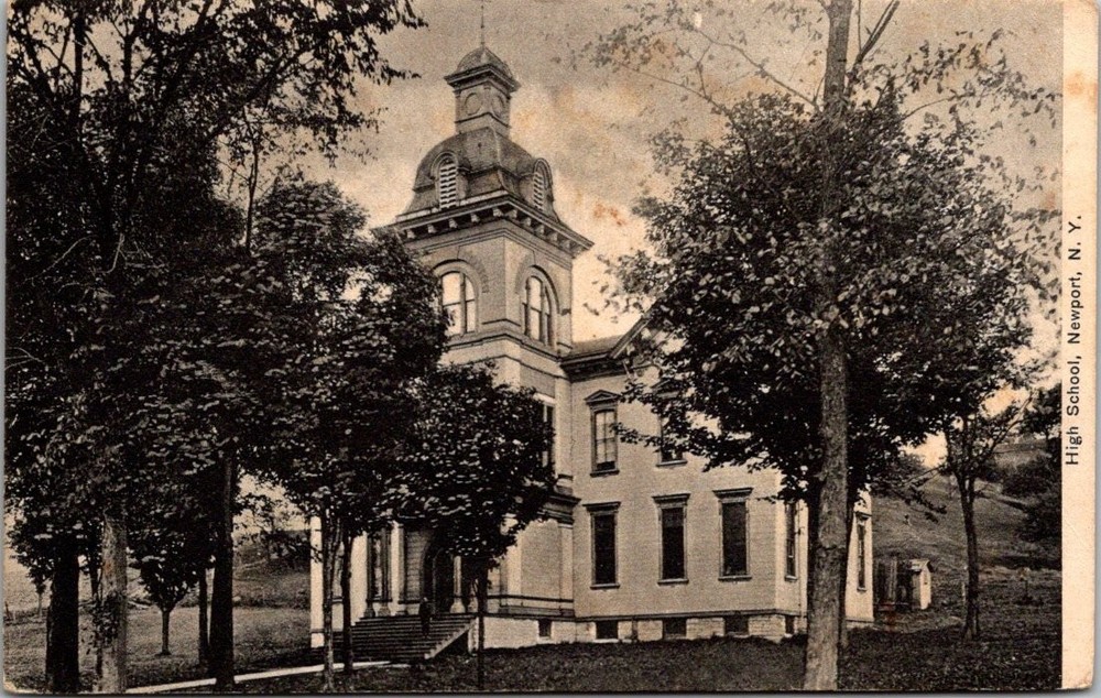 1909 Newport NY High School Postcard Excelsior Poland NY Postmark