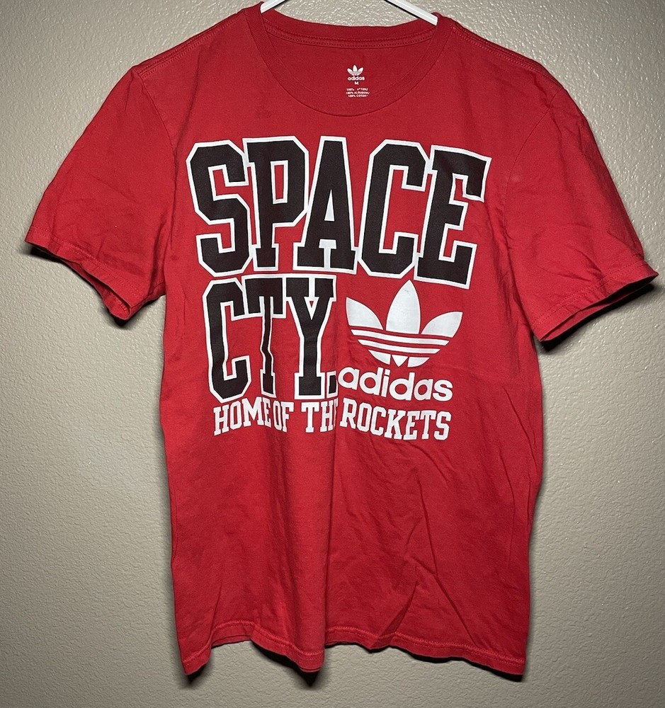 Adidas Houston Rockets Space City Mens T-Shirt Medium Red Short Sleeve Graphic