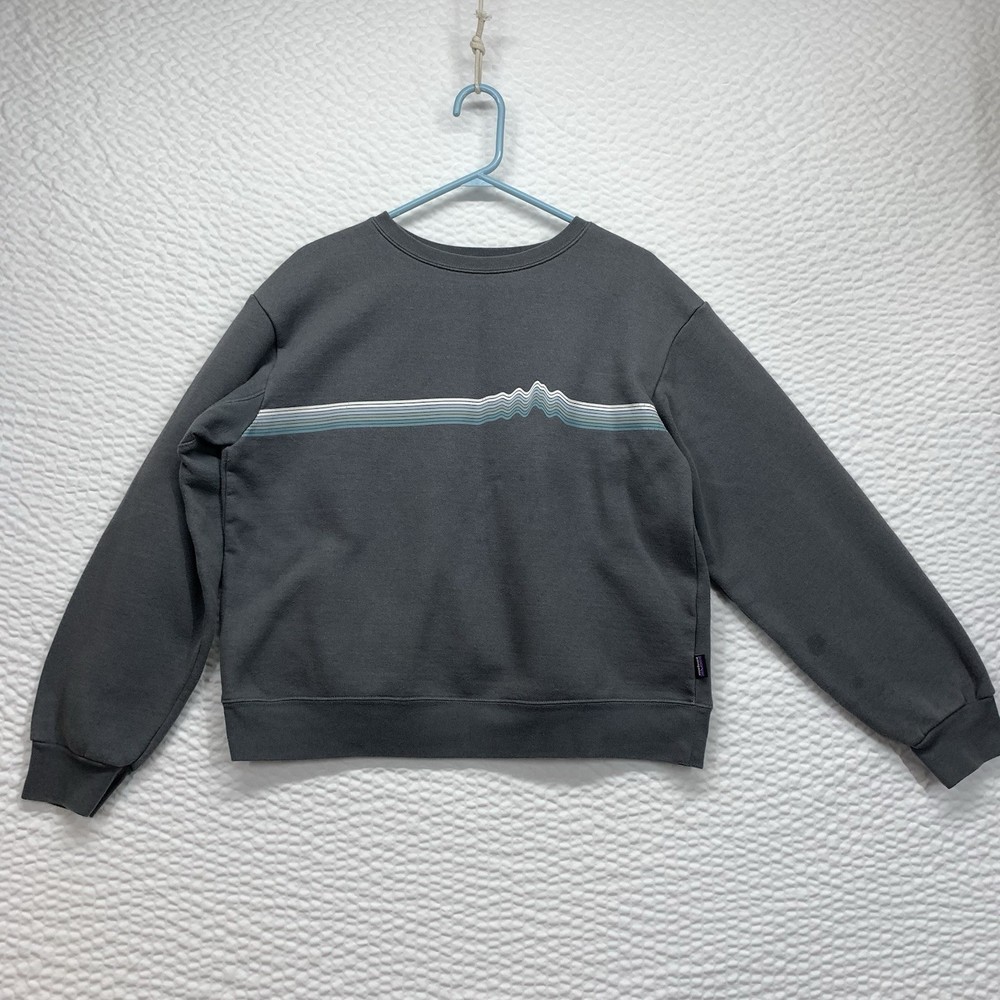 Patagonia Ridge Rise Stripe Uprisal Crew Neck Sweatshirt Women's Large Gray