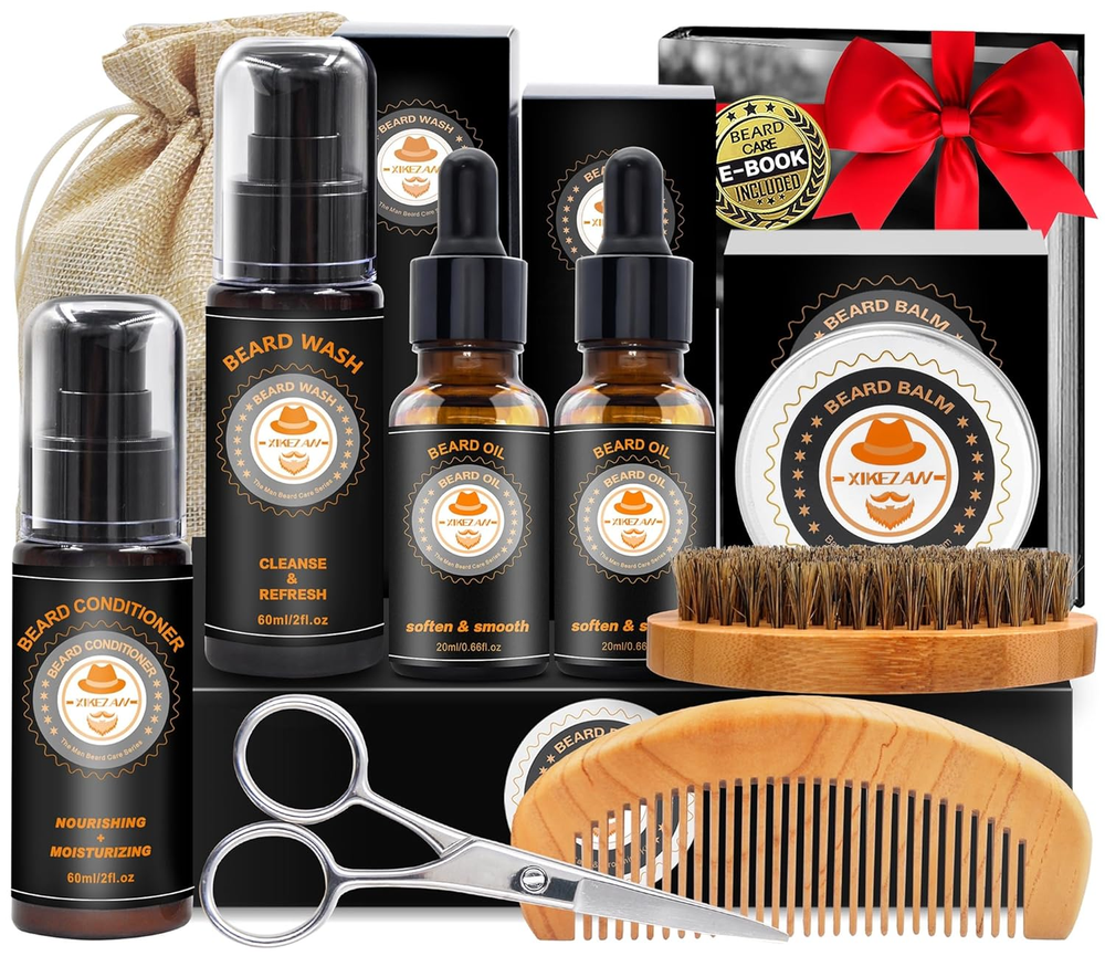 XIKEZAN Fathers Day Dad Gifts,Beard Kit for Men Grooming & Care W/Beard Conditio