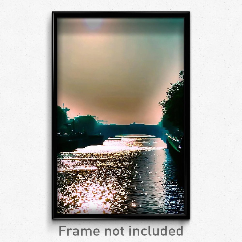 8-Bit Psychedelic Pixel Art Poster - Thick Canal Trippy Video Game Print
