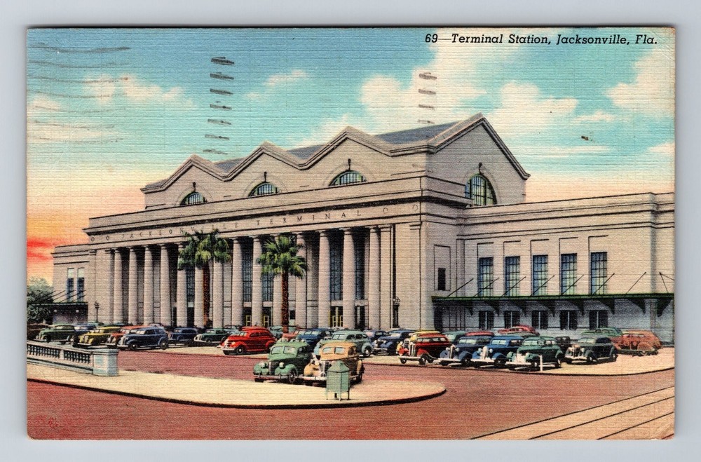 Jacksonville FL-Florida Terminal Station Vintage c1940 Postcard