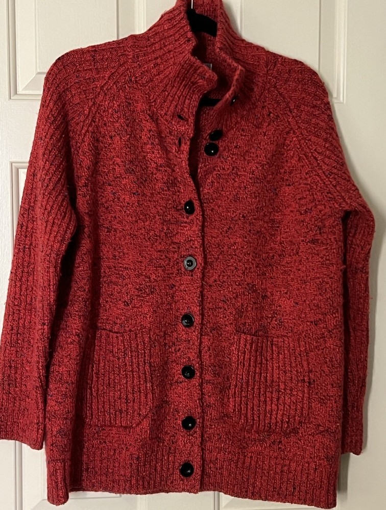 Vintage Draper's Damon's Women's Sz Petite L Cardigan Red & Black Button Up 90s