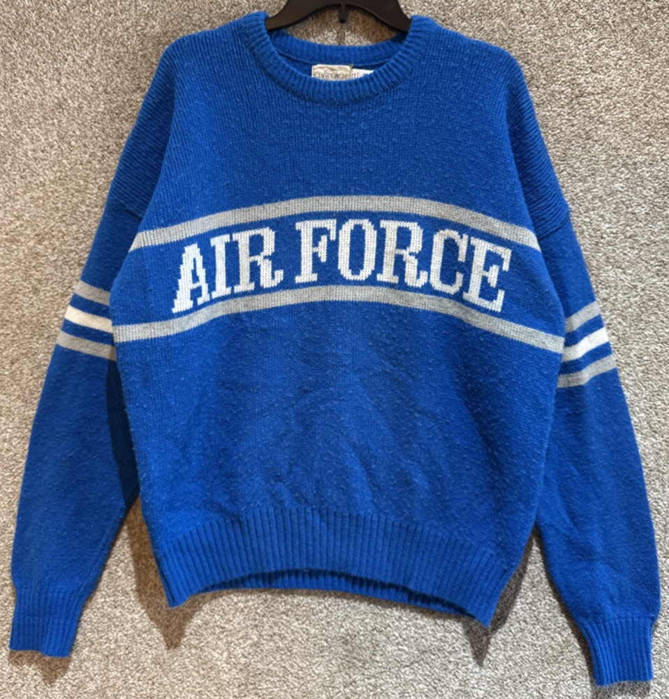 Vintage 80s Cliff Engle Air Force Falcons Crewneck Sweater Wool Blend Sz XL USA