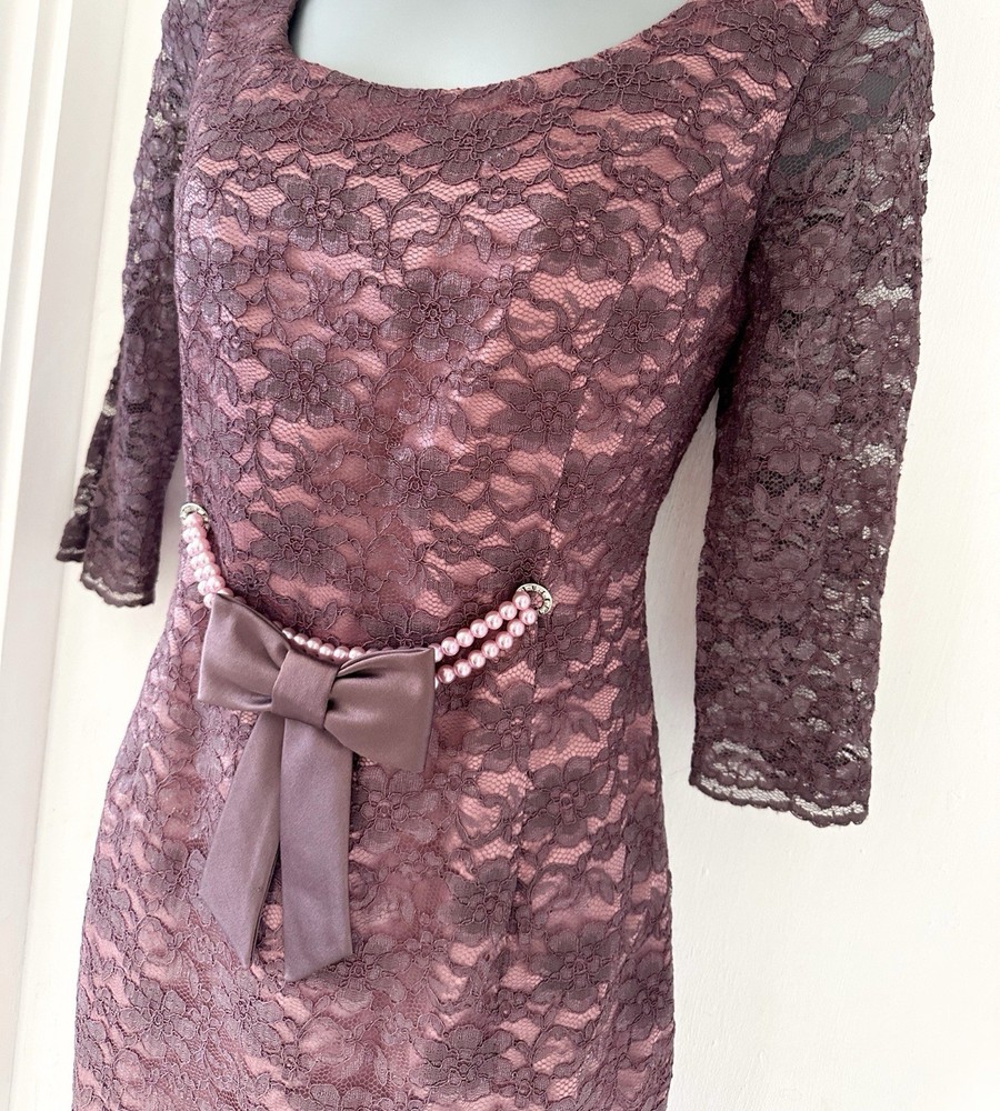 Dress code by Veromia pale pink/mauve beaded/bow mother of the bride dress 12