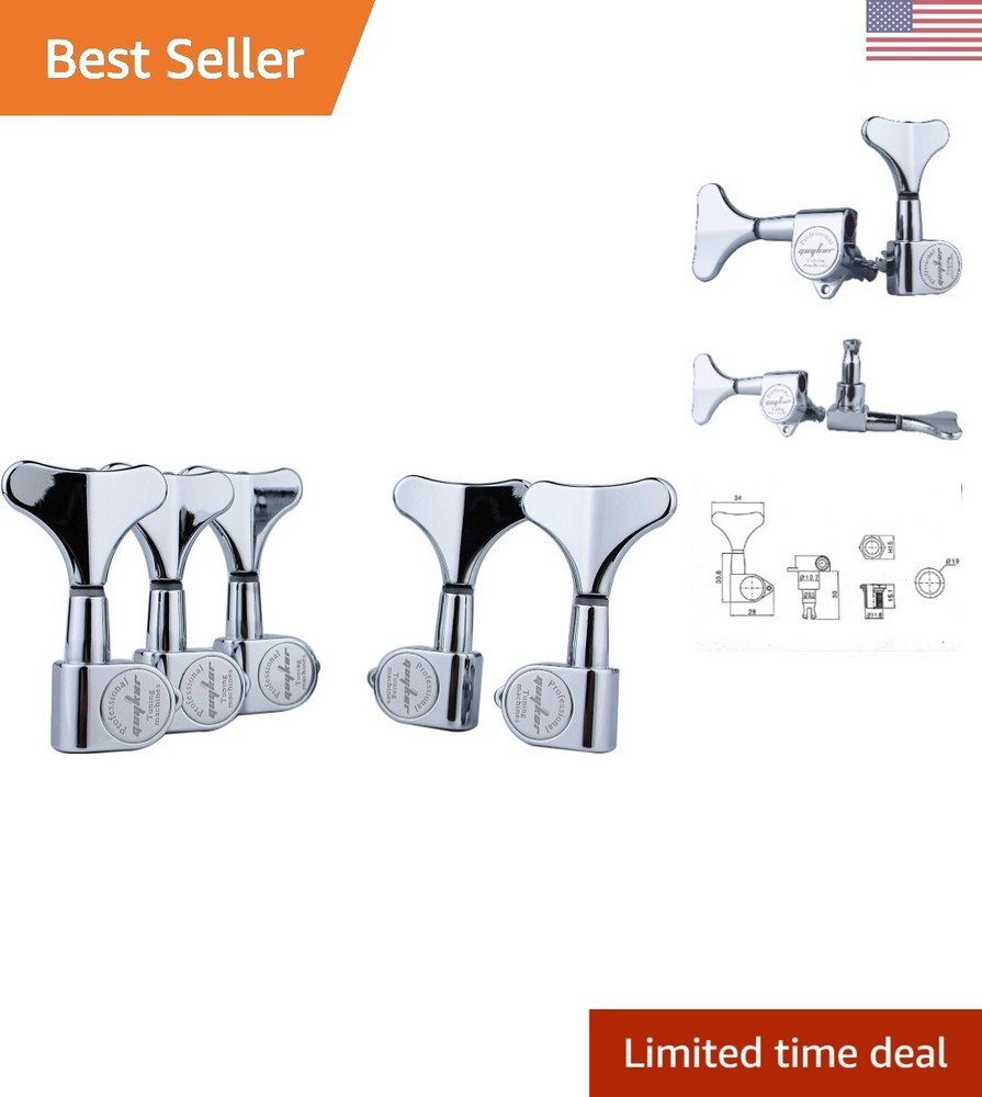 Guitar Bass Tuners 3R + 2L - 1:17 Ratio Headstock Sealed Tuning Key Pegs Mach...