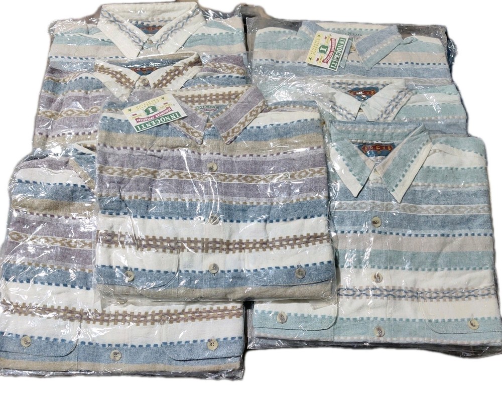 Job Lot x 7 New Vintage Mens  Flannel Check Shirts Long Sleeve Casual Button