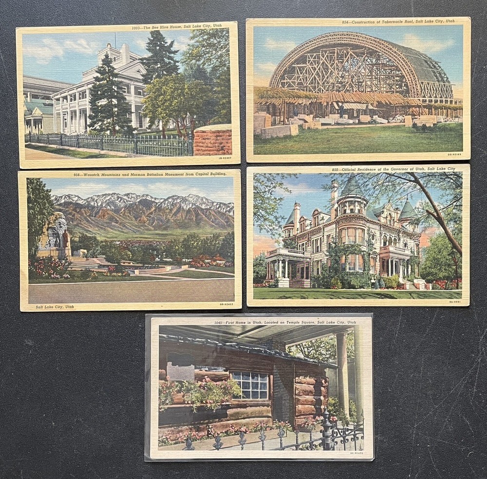 Salt Lake City Utah Vintage Linen Postcard Lot Of 5