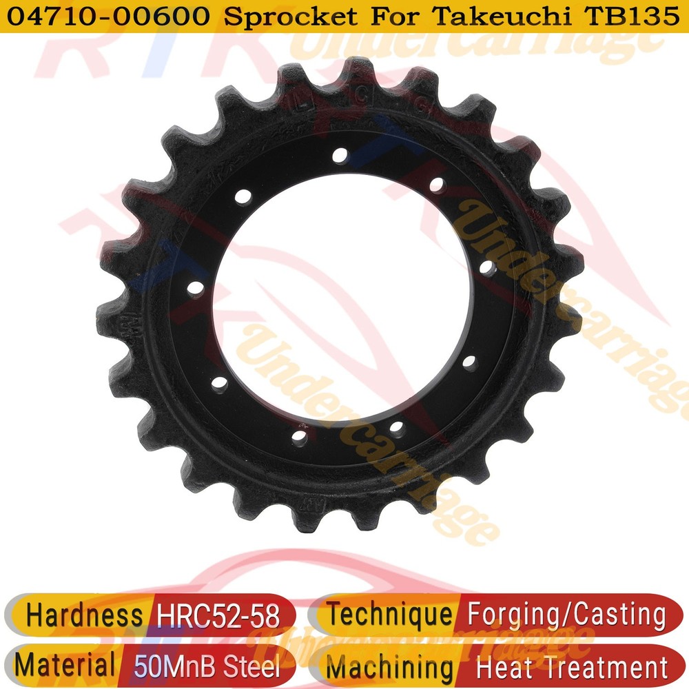 Drive Sprocket 04710-00600 9 Hole 23 Teeth for Takeuchi TB135 Heavy Duty Black.