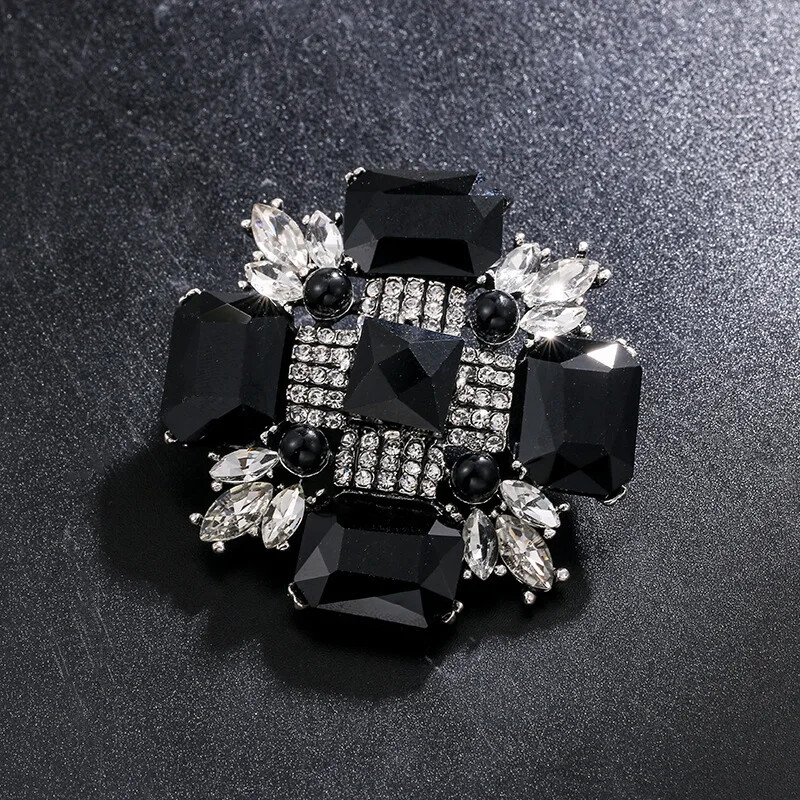 Vintage Baroque Crystal Cross Brooch Large Size Vintage Delicate Brooch Women