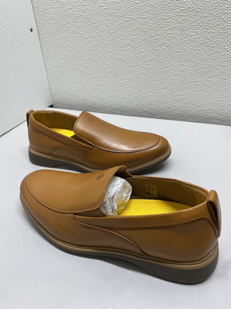 Amberjack Mens The Slip-on Leather Loafers Shoes Size 8 Wide Honey