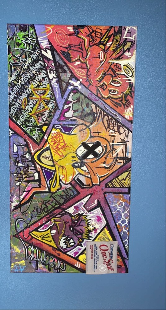 street pop art,graffiti looney tunes characters abstract painting canvas Cartoon-image