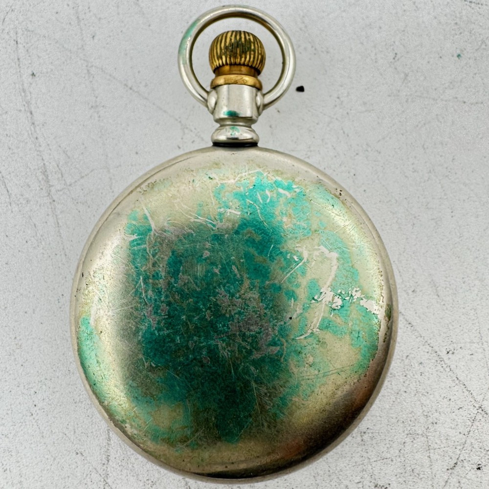 Antique 18s Crescent Smooth Bezel Open Face Pocket Watch Case Nickel USA