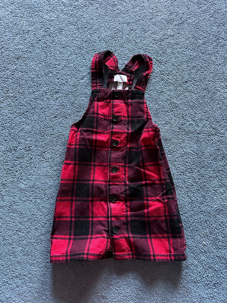 Children's Place Toddler Girl's Black & Red Plaid Button Up Dress Size 5