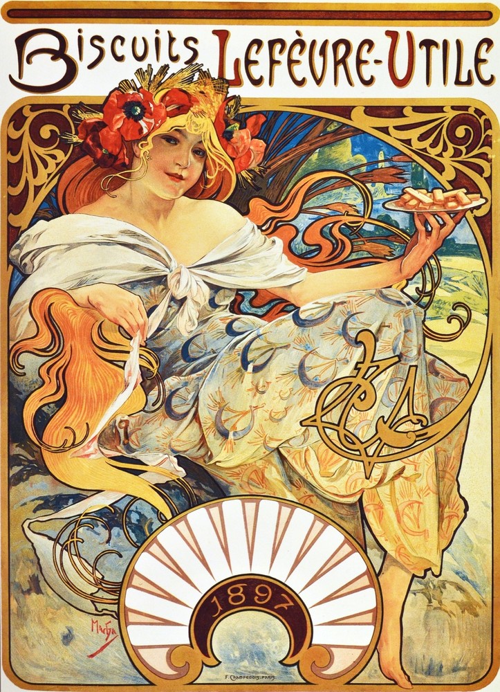 Decor Poster.Interior design Art Nouveau.Mucha French cookies.6262