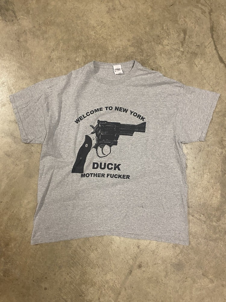 Vintage Welcome To New York Duck! Mother F#cker Revolver Handgun T-Shirt XXL