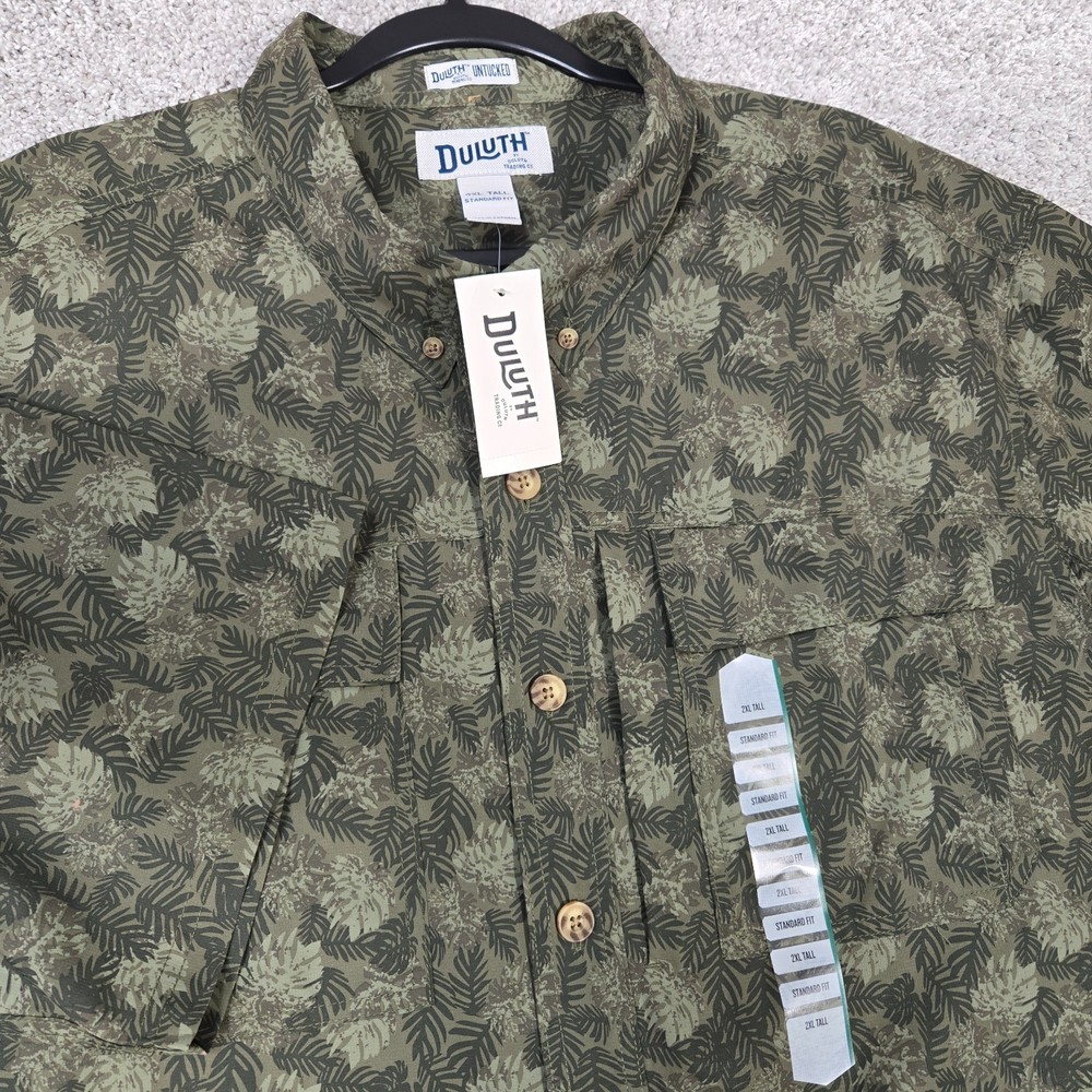 Duluth Shirt Mens 2XLT Action Standard Short Sleeve vented floral Untucked NEW