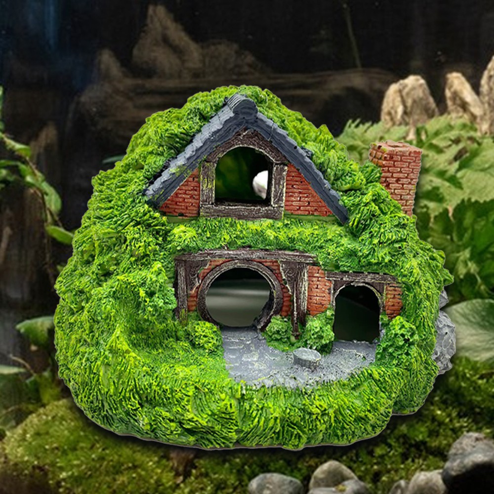 Aquarium Decoration Fish Tank Decorations Resin House Cave Ornament Reptile Cave