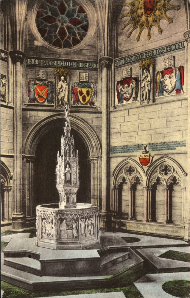 Cathedral of St John the Divine Baptistry New York Albertype hand colored~c1910