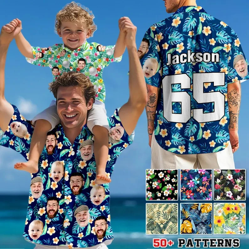 Custom Face Personalized Hawaiian Shirt Photo Summer Beach Party Gift