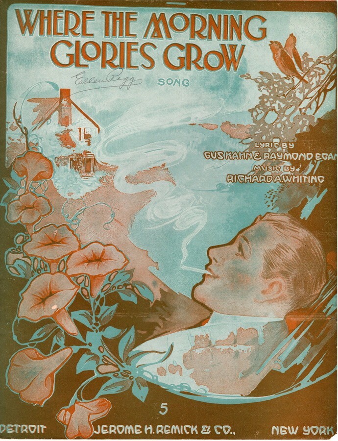 Where The Morning Glories Twine Around The Door,  Gus Kahn, 1908 Antique 2nd