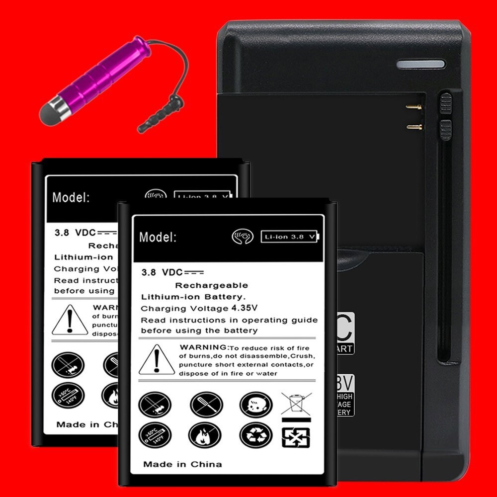 2x 2600mAh Grade A+ Battery Charger Stylus for Samsung Galaxy Ace II X GT-S7560M-image