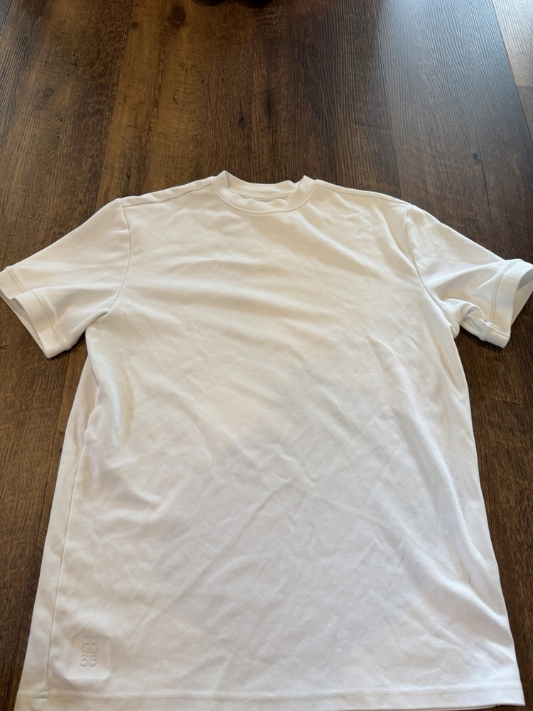 CO THIRTY SIX Men's White Cotton Jersey Crew Neck Logo T-Shirt Solid Size M