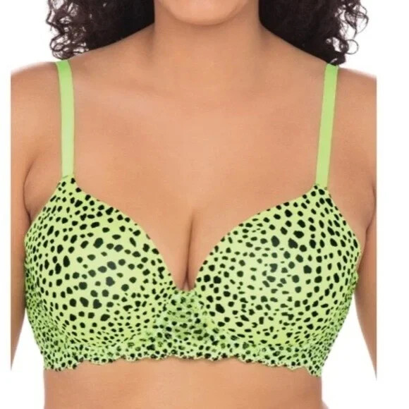 No Boundaries Bra Womens Juniors Size 38B Green Lace Frame T-Shirt Underwire