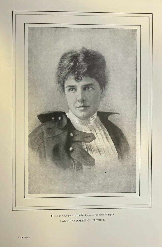 1908 Vintage Magazine Illustration Lady Randolph Churchill