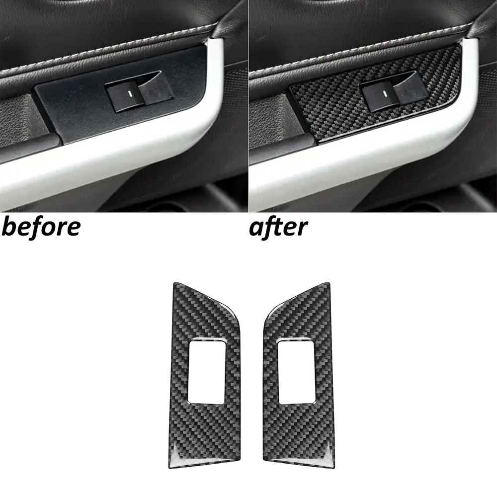 Real Carbon Fiber Rear Window Lift Switch Panel Cover Trim For Ford Edge 2011-14