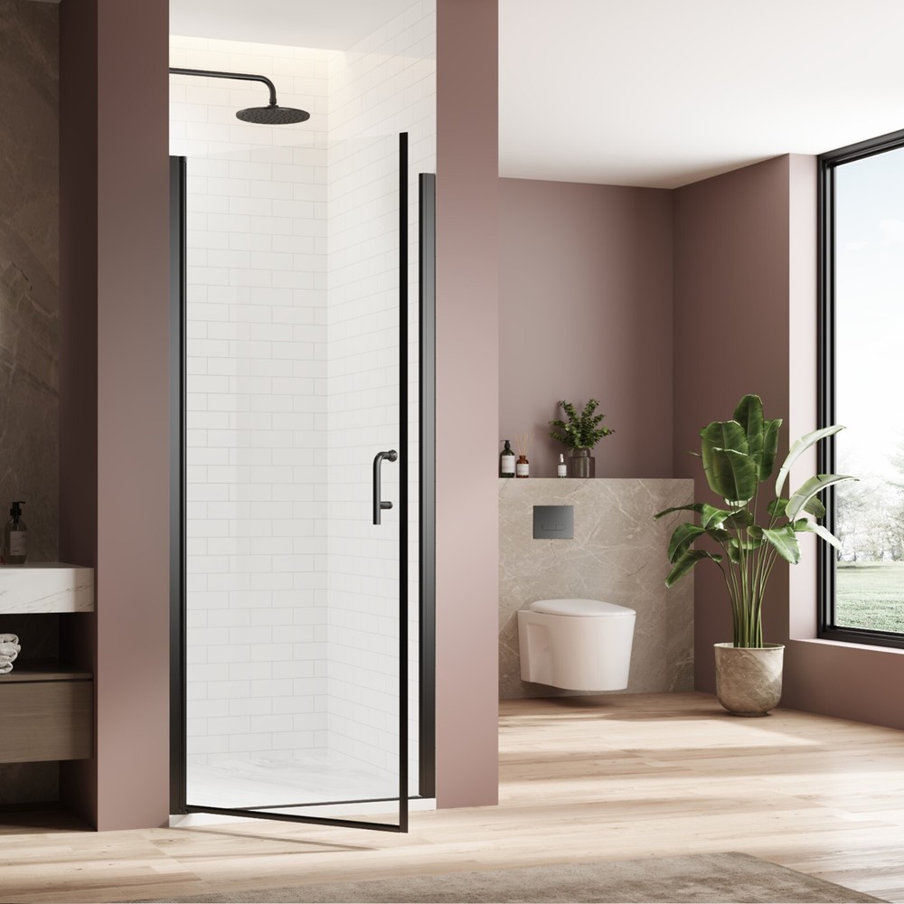 Matte Black Pivot Shower Door, 30