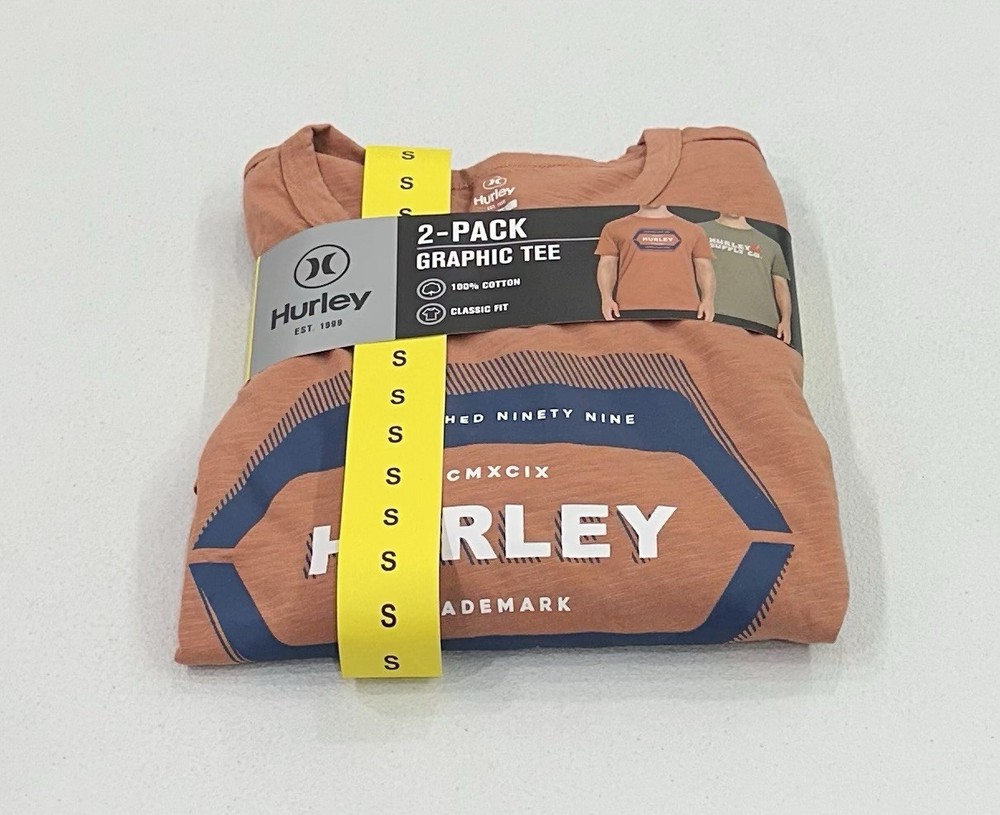 Hurley Men's 2-pack Graphic Tee, Green/Orange, Size S