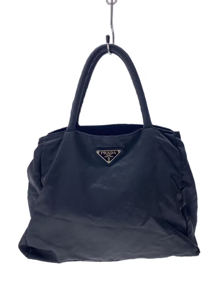 Prada Black Nylon Gusset Handbag With Inner Zipper Pocket From Japan